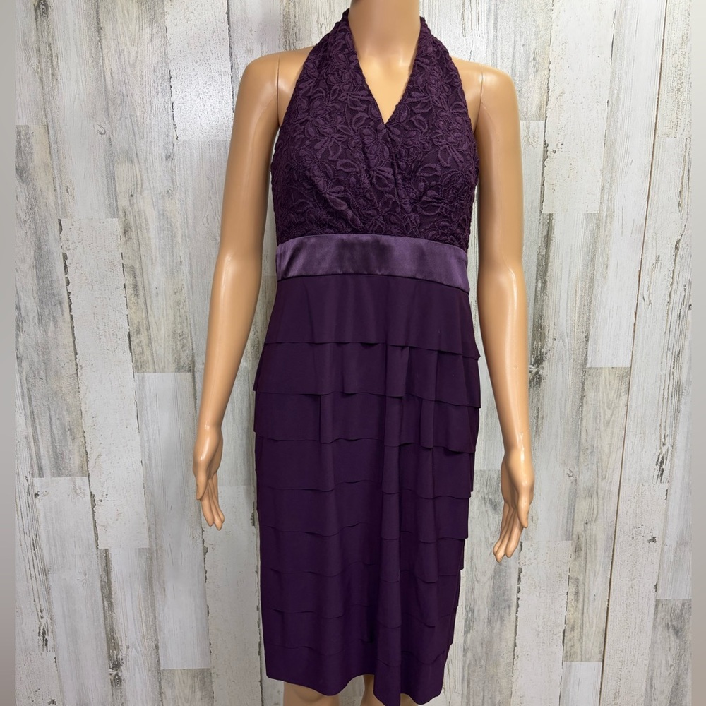 Jones Wear Elegant Purple Halter Dress